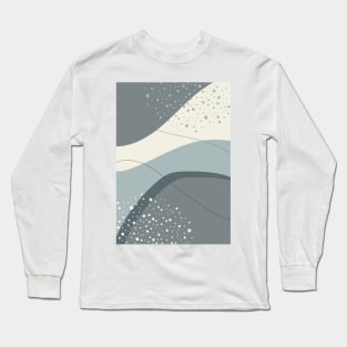 Grey and Ivory Modern Abstract Organic Shapes Long Sleeve T-Shirt